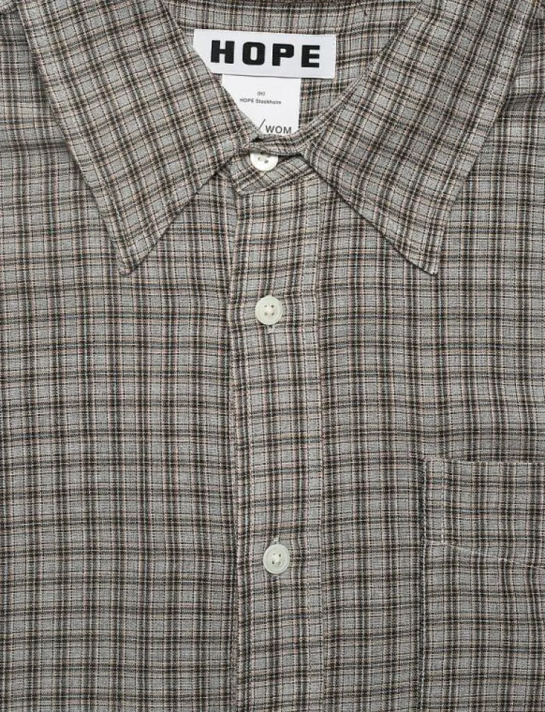 Room shirt Soft Grey Check-44 - Rutiga skjortor