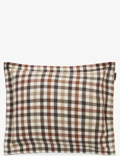Rust Brown/White Checked Cotton Flannel Pillowcase - Örngott