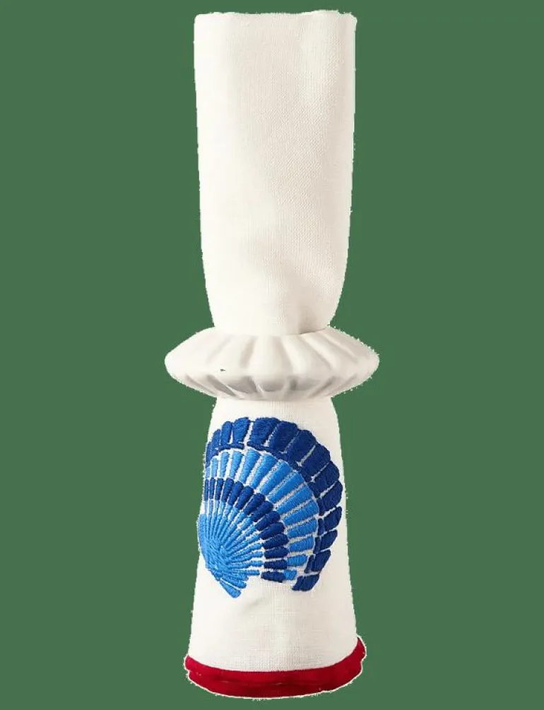 Shell Embroidered Linen/Cotton Napkin - Tygservetter
