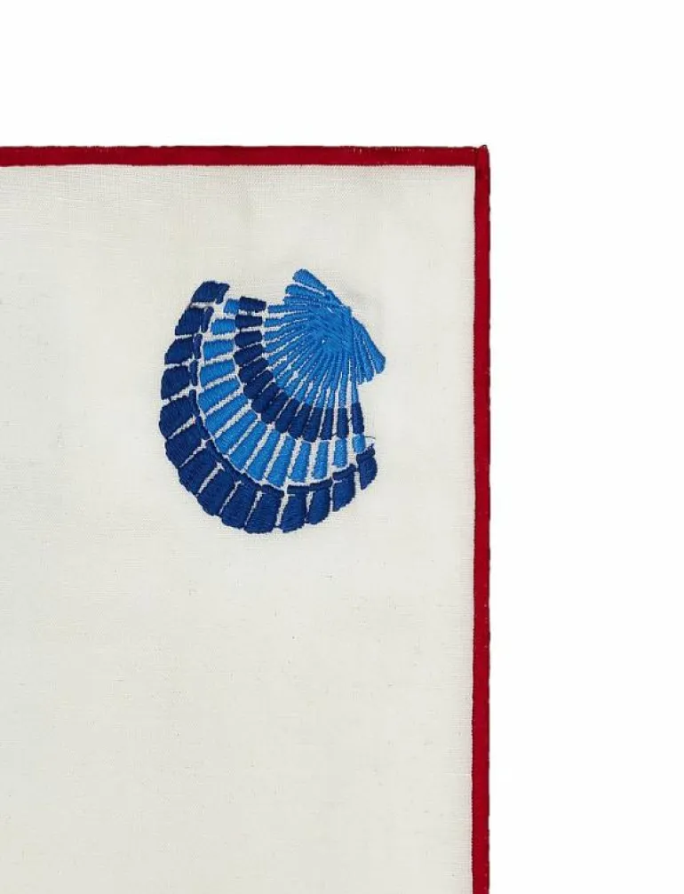 Shell Embroidered Linen/Cotton Napkin - Tygservetter