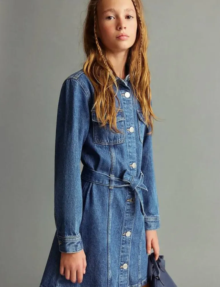 Short denim dress - Långärmade vardagsklänningar