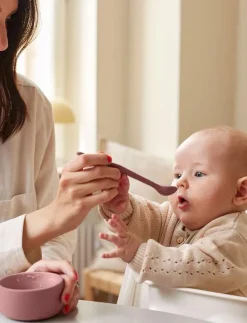 Silicone Baby Spoon Nature Red - Serveringsset
