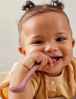 Silicone Baby Spoon Nature Red - Serveringsset