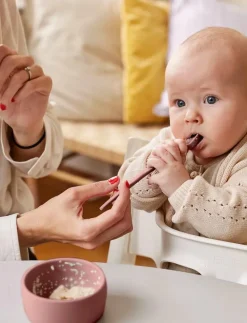 Silicone Baby Spoon Nature Red - Serveringsset