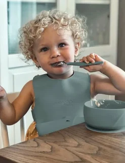 Silicone Bib with belts Harmony Green - Haklappar
