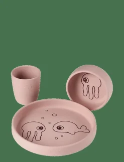 Silicone dinner set Sea friends Powder - Serveringsset
