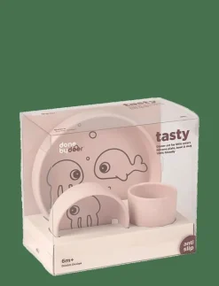 Silicone dinner set Sea friends Powder - Serveringsset