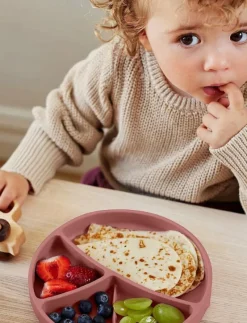 Silicone Suction Plate Nature Red - Serveringsset