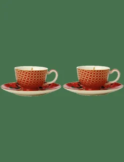 Silk Road Demi cup & saucer Red 2-psc - Tekoppar