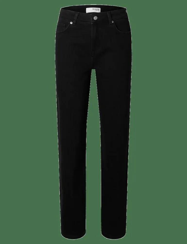SLFALICE MW STRAIGHT BLACK JEANS NOOS - Straight jeans