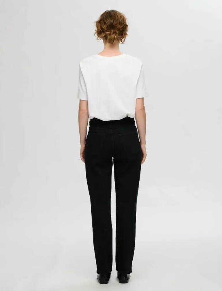 SLFALICE MW STRAIGHT BLACK JEANS NOOS - Straight jeans