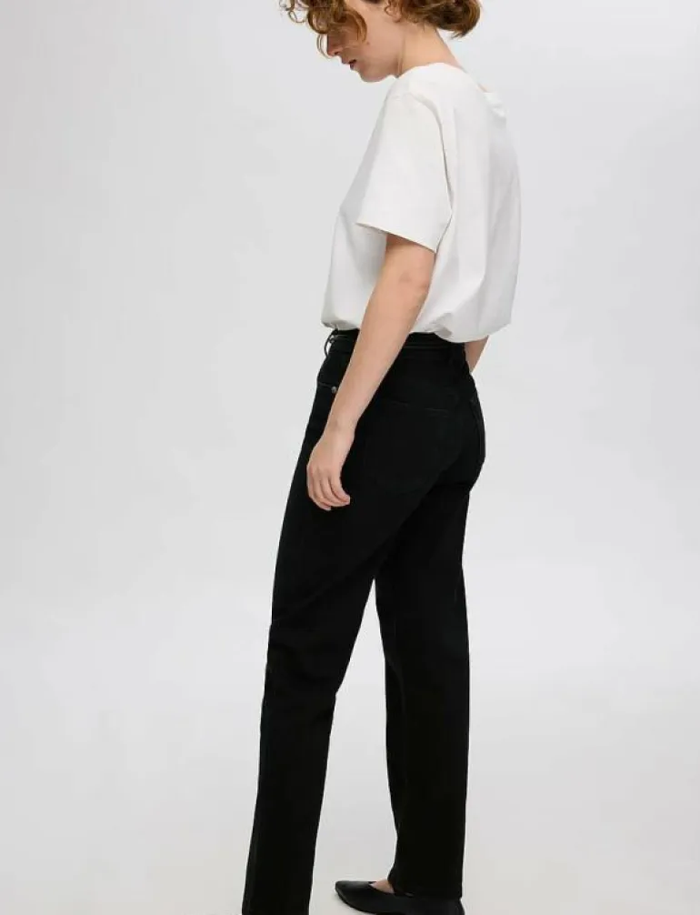 SLFALICE MW STRAIGHT BLACK JEANS NOOS - Straight jeans