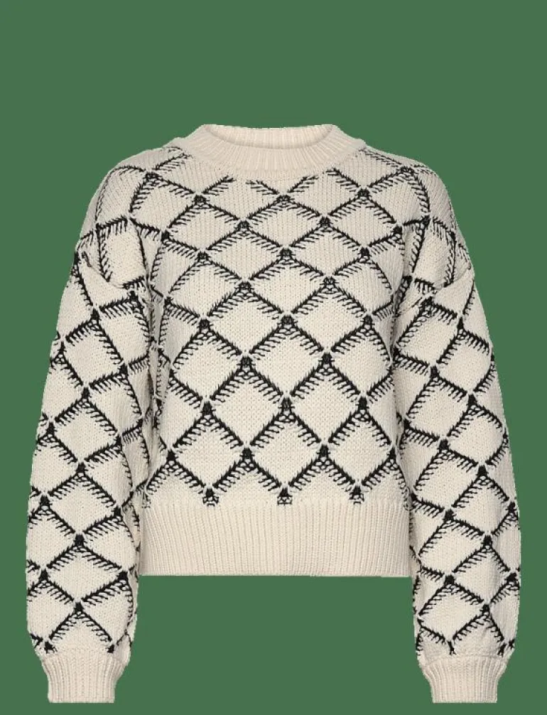 SLFOLIVIA LS CROPPED KNIT O-NECK - Stickat