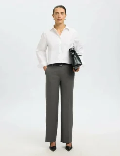SLFRITA MW WIDE PANT DGM N NOOS - Kostymbyxor