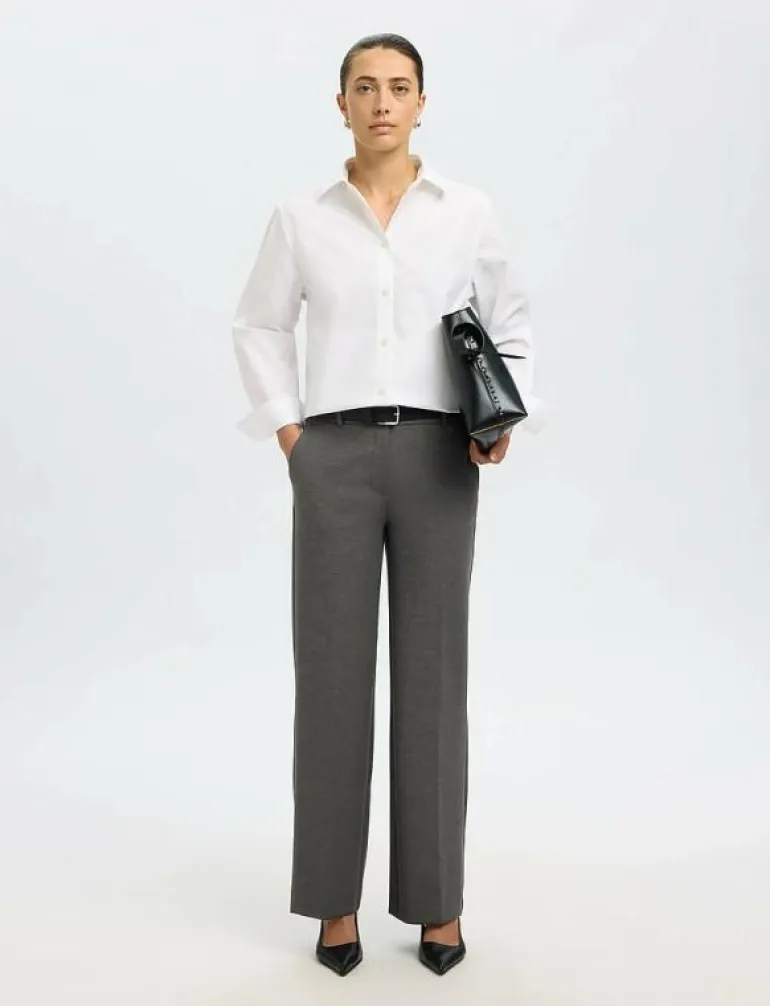 SLFRITA MW WIDE PANT DGM N NOOS - Kostymbyxor