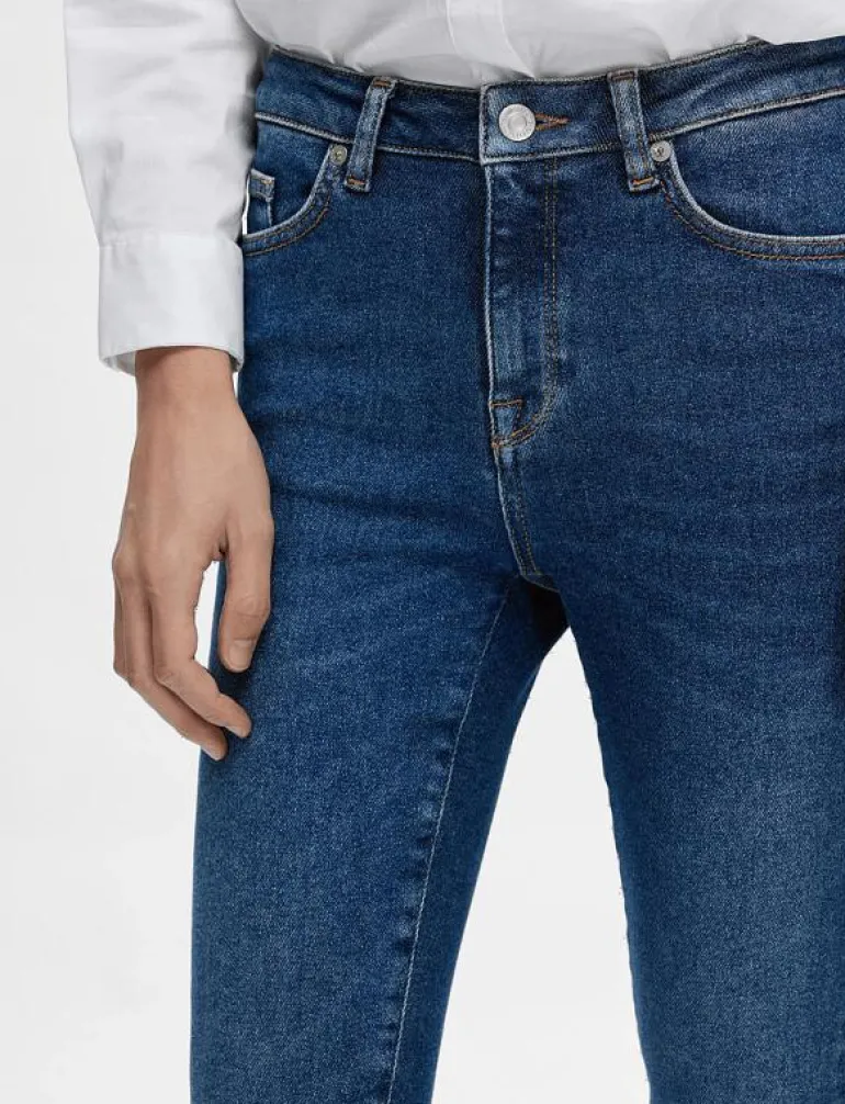 SLFSOPHIA MW SKINNY DARK BLU JEAN U NOOS - Skinny Jeans