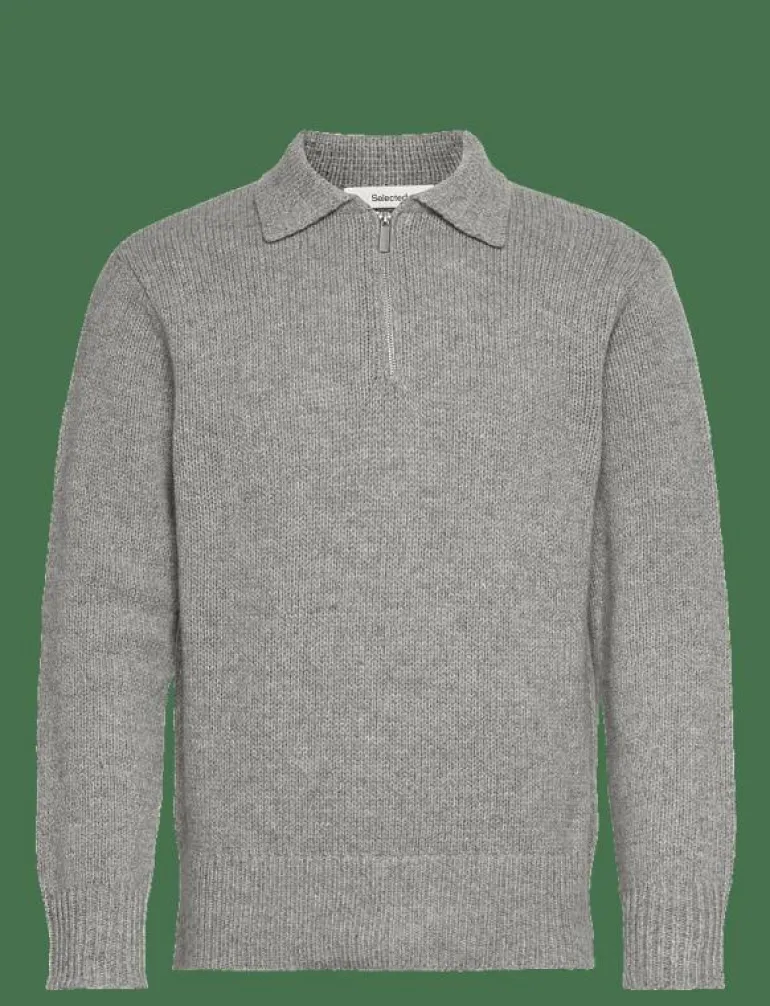 SLHCODY LS KNIT RELAXED HALF ZIP POLO - Stickade pikéer