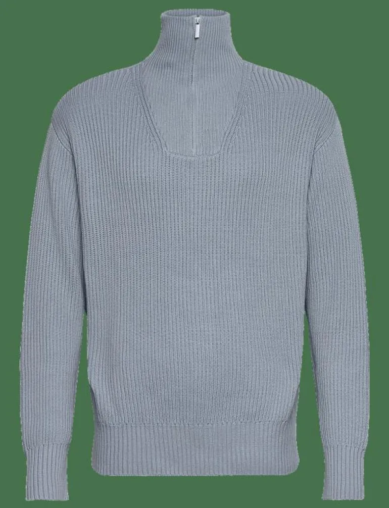 SLHDRY LS KNIT RELAXED HALF ZIP - Stickat