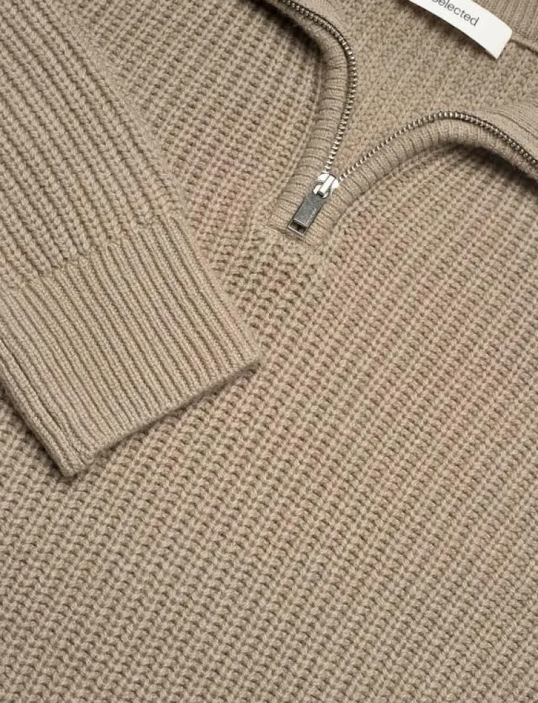 SLHLAND LS KNIT HALF ZIP - Stickat