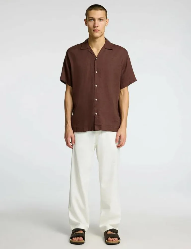 SLH220-LOOSE BRODY LINEN BLD PANT NOOS - Linnebyxor