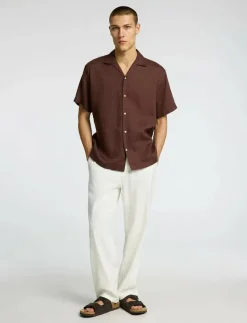 SLH220-LOOSE BRODY LINEN BLD PANT NOOS - Linnebyxor
