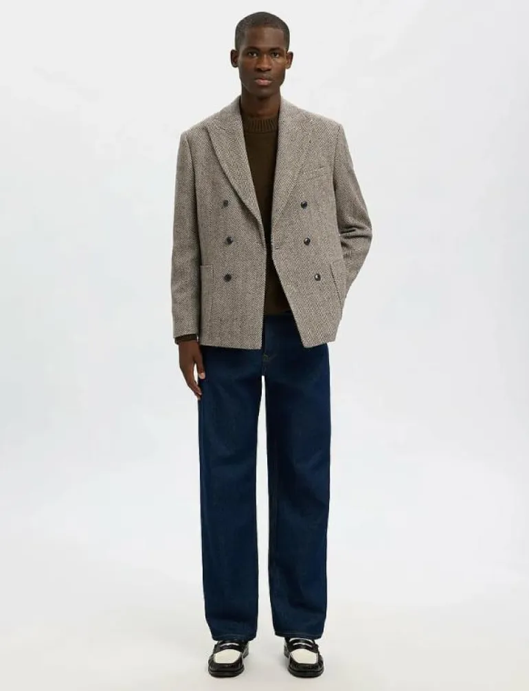 SLHREG-MORRIS HBONE WOOL BLEND DB BLZ - Dubbelknäppta kavajer