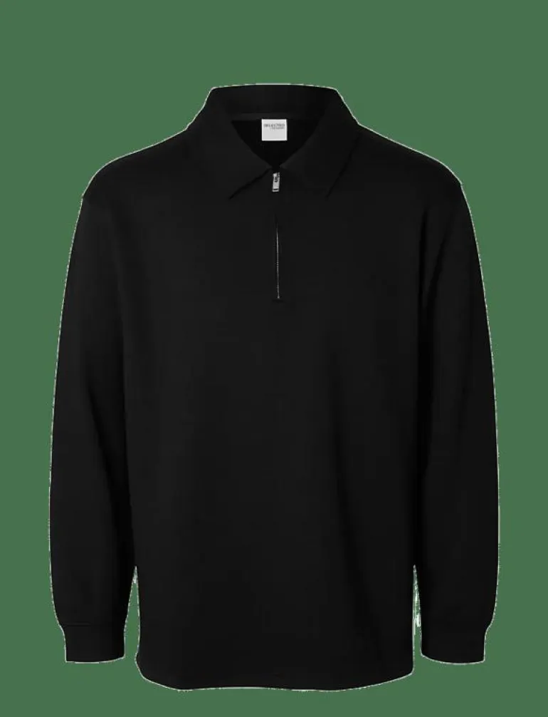 SLHRELAX-EMANUEL SOFT POLO ZIP SWEAT EX - Långärmade pikéer