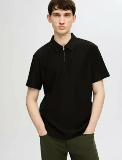 SLHRELAX-PLISSE HALF ZIP SS POLO EX - Kortärmade pikéer