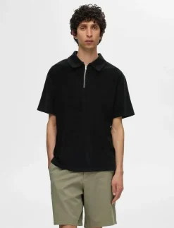 SLHRELAX-TERRY SS ZIP POLO EX - Kortärmade pikéer