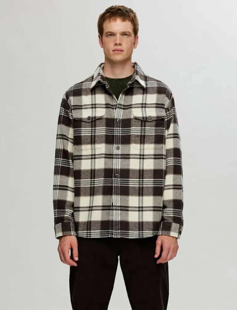 SLHRLXPABLO WOOL BLEND OVERSHIRT - Rutiga skjortor