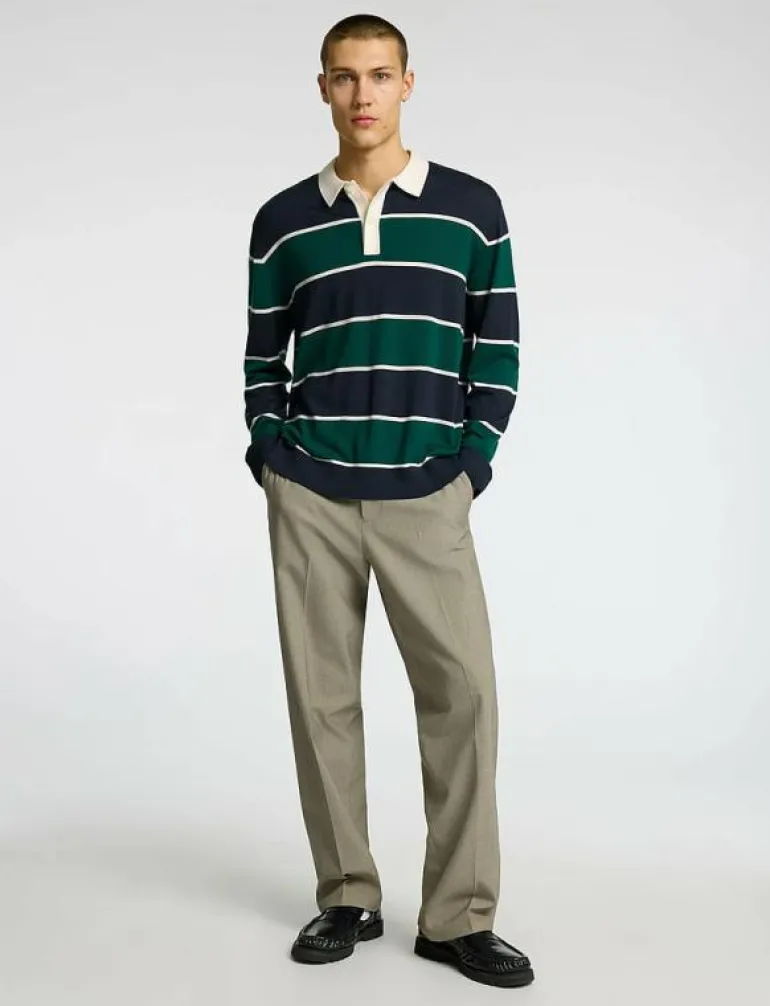 SLHTRAY LS KNIT MERINO RELAXED POLO - Långärmade pikéer