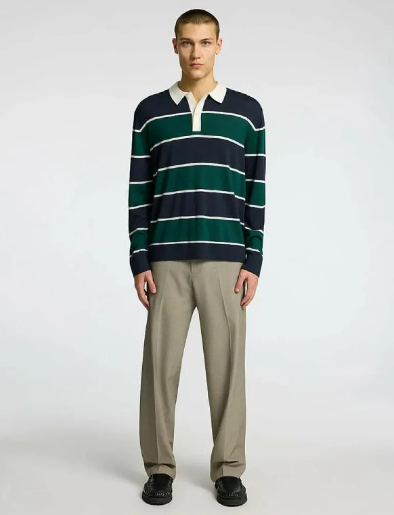SLHTRAY LS KNIT MERINO RELAXED POLO - Långärmade pikéer