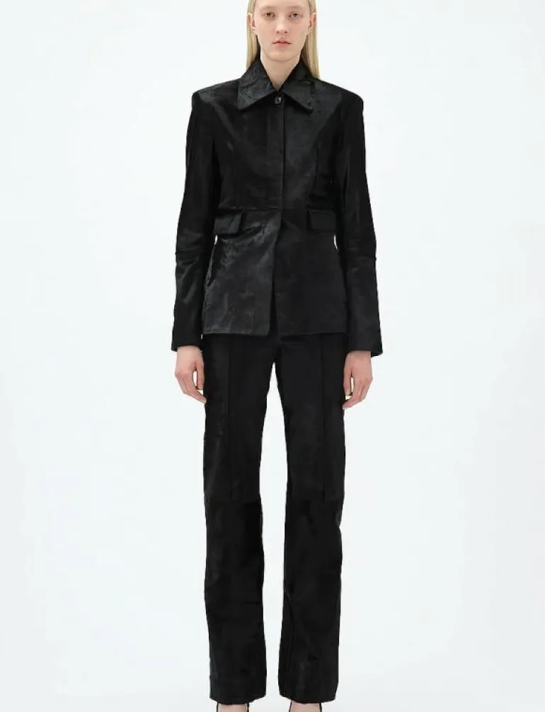SLIM LEATHER BLAZER - Skinnjackor