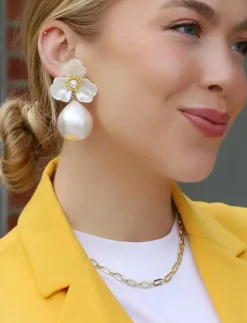 SNÖ ICON flower ear g/white - Onesize - Studs örhängen