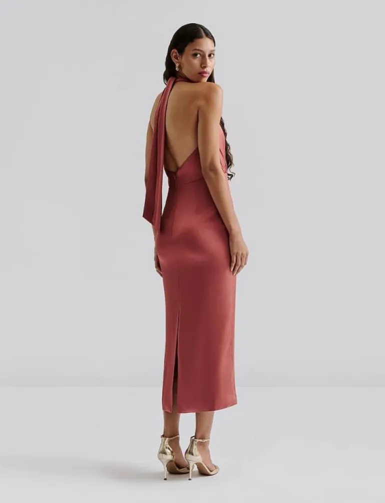 Solange open back halterneck midi dress - Midiklänningar