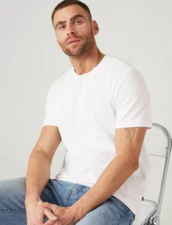 SS HM HENLEY WHITE + - Kortärmad t-shirt
