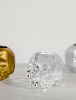 STILL LIFE METALLIC SKULL SILVER VOTIVE D 115MM - Dekoration