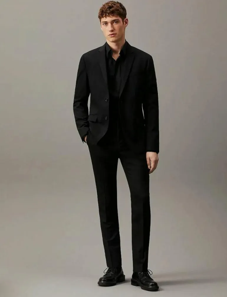 STRETCH WOOL SLIM SUIT BLAZER - Enkelknäppta kavajer
