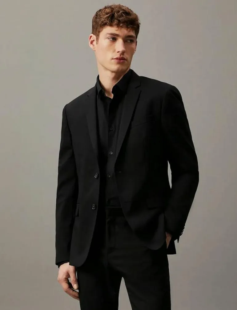 STRETCH WOOL SLIM SUIT BLAZER - Enkelknäppta kavajer