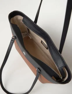 Striped Leather Medium Karly Tote Bag - Shoppers