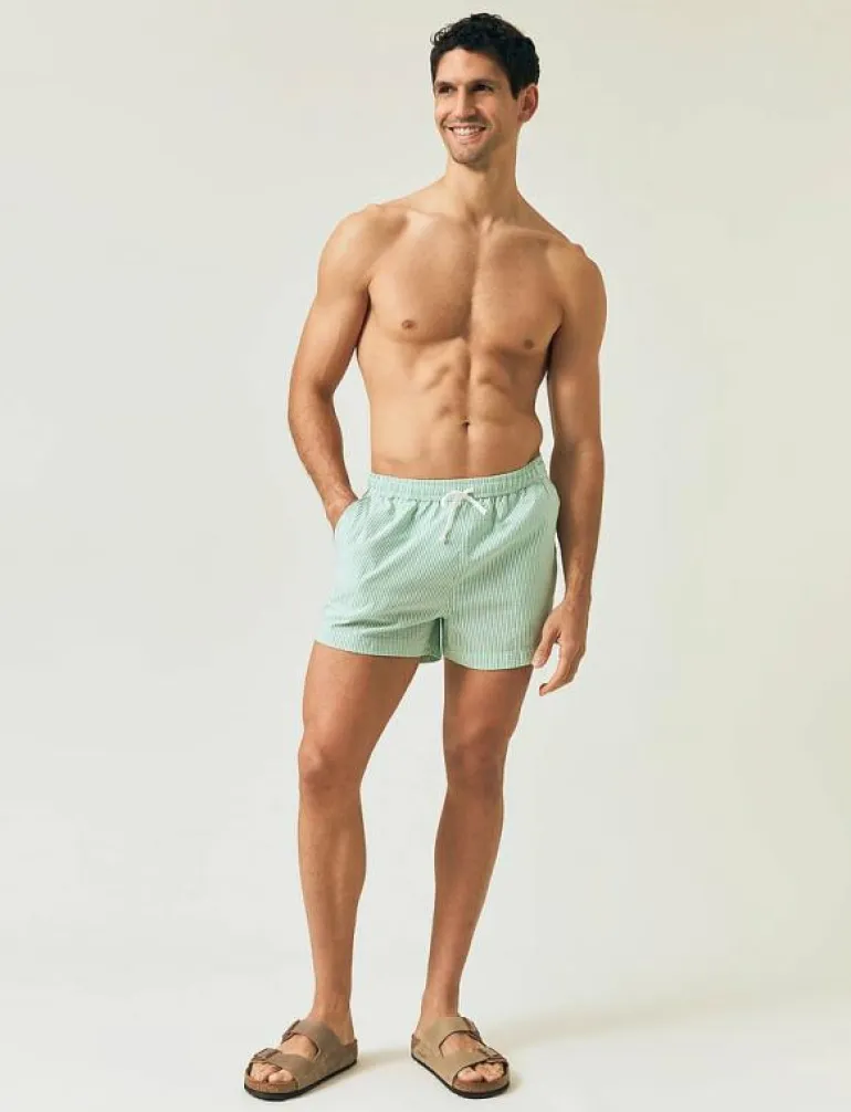 Striped Seersucker Swim Trunks - Badbyxor