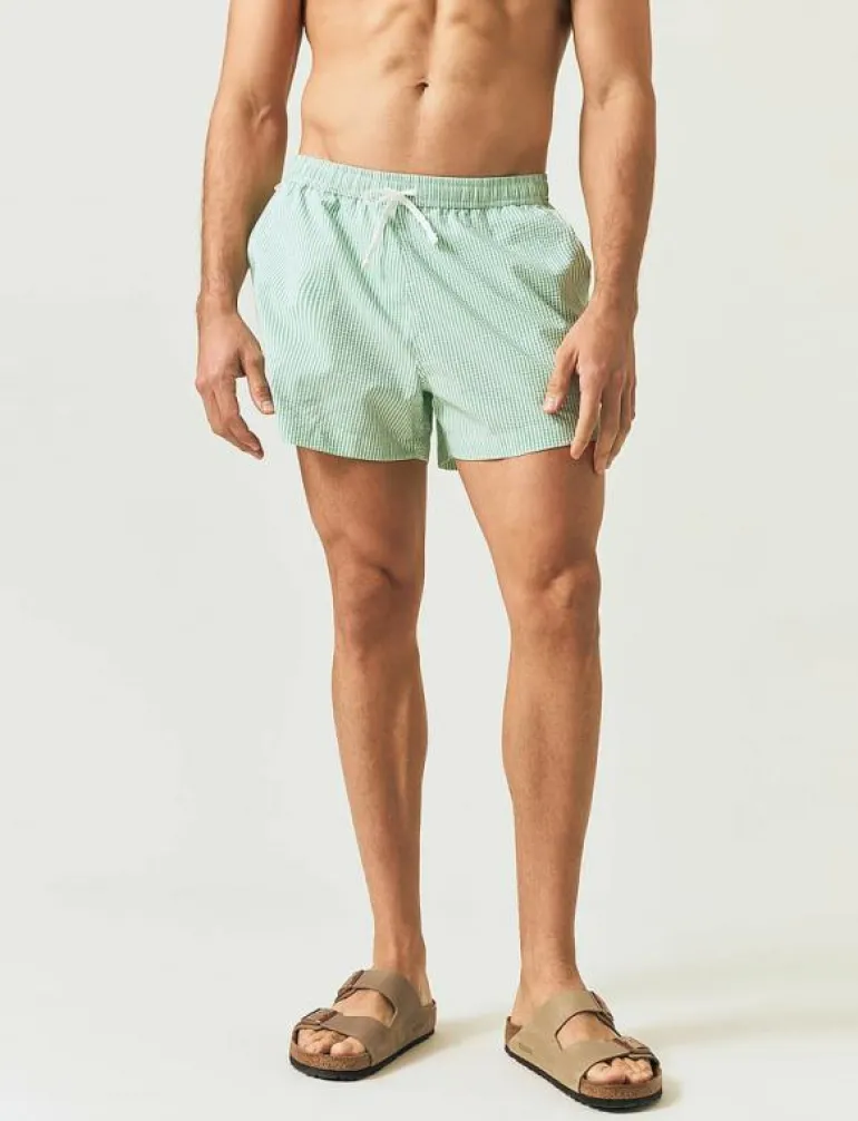 Striped Seersucker Swim Trunks - Badbyxor