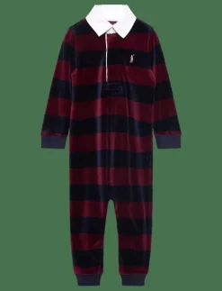 Striped Velour Rugby Coverall - Långärmad bodysuit