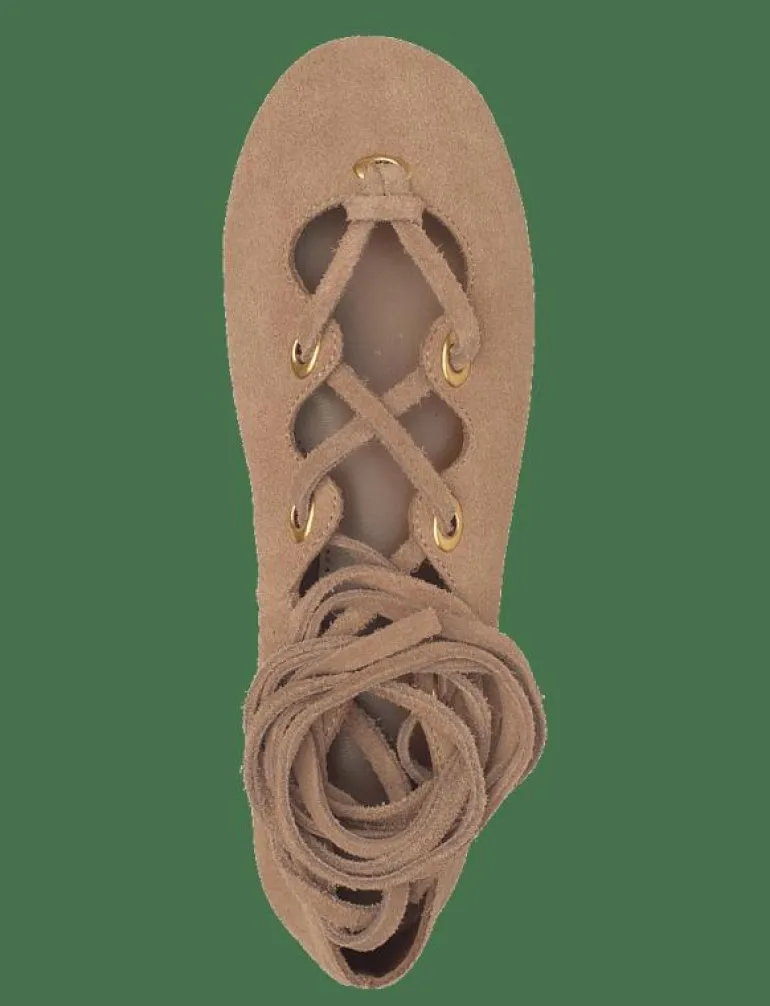 Suede ballet flats with crossed straps - Ballerinas
