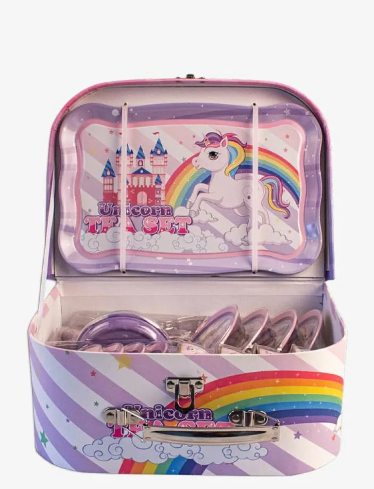 Tea set in suitcase w. unicorn motives - Leksakskök & Tillbehör