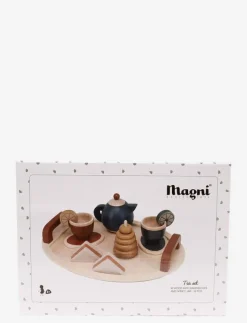 Tea set with tray in FSC wood - Leksakskök & Tillbehör