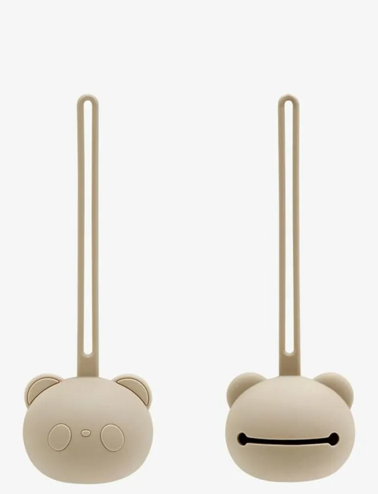 Teddy pacifier pouch in silicone, Beige, LFBG approved. - Napp & Tillbehör