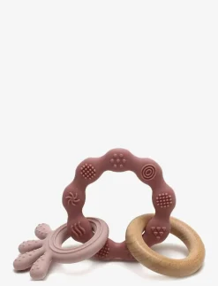 Teether bracelet, Squid and wood appendix. Dusty rose, LFBG approved - Bitleksaker