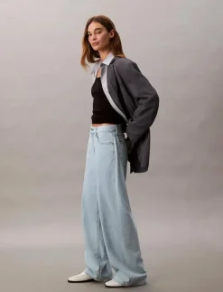 THE WIDE LEG LINEN AARON INDIGO - Vida byxor