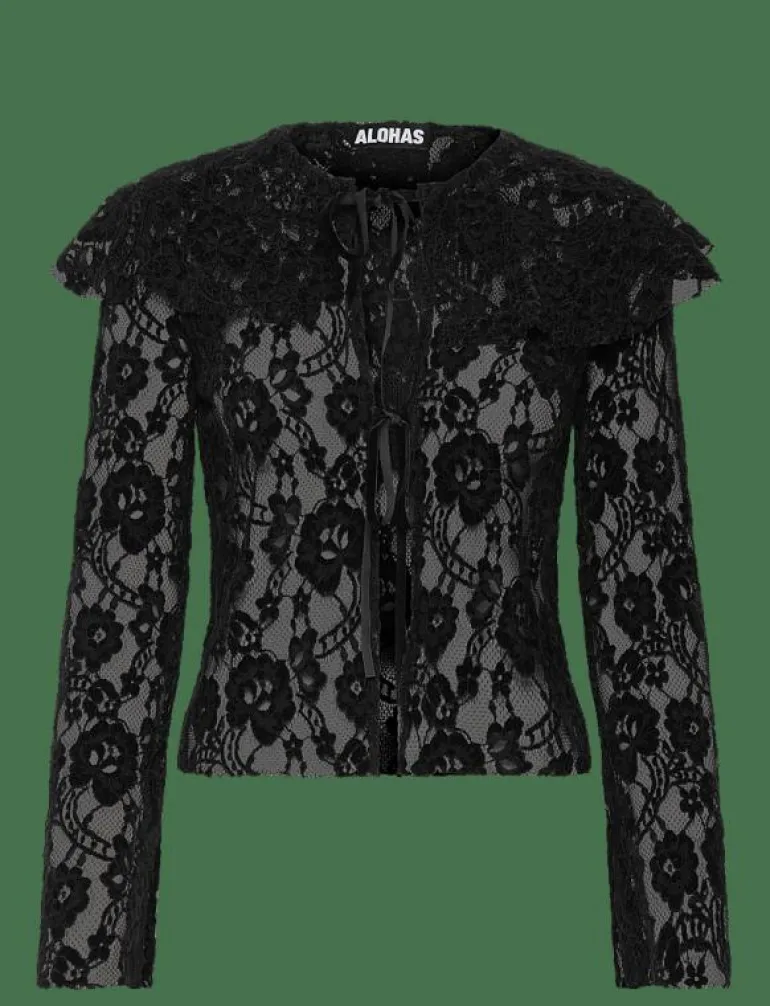 Tolpa Lace Black Blouse - Långärmade blusar